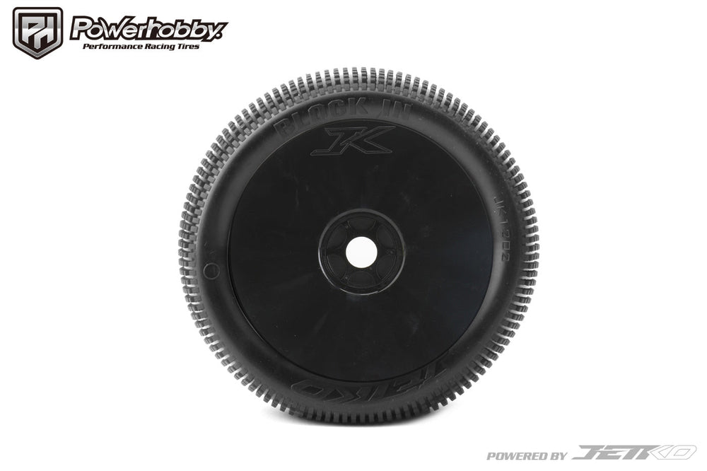 Powerhobby Block In 1/8 Truggy Mounted Tires Black Dish Wheels (2) Ultra Soft