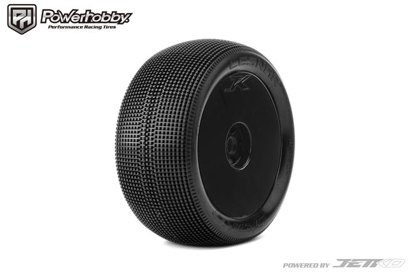 Powerhobby Lesnar 1/8 Truggy Mounted Tires Black Dish Wheels (2) Medium Soft