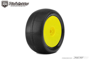 Powerhobby Lesnar 1/8 Truggy Mounted Tires Yellow Dish Wheels (2) Medium Soft