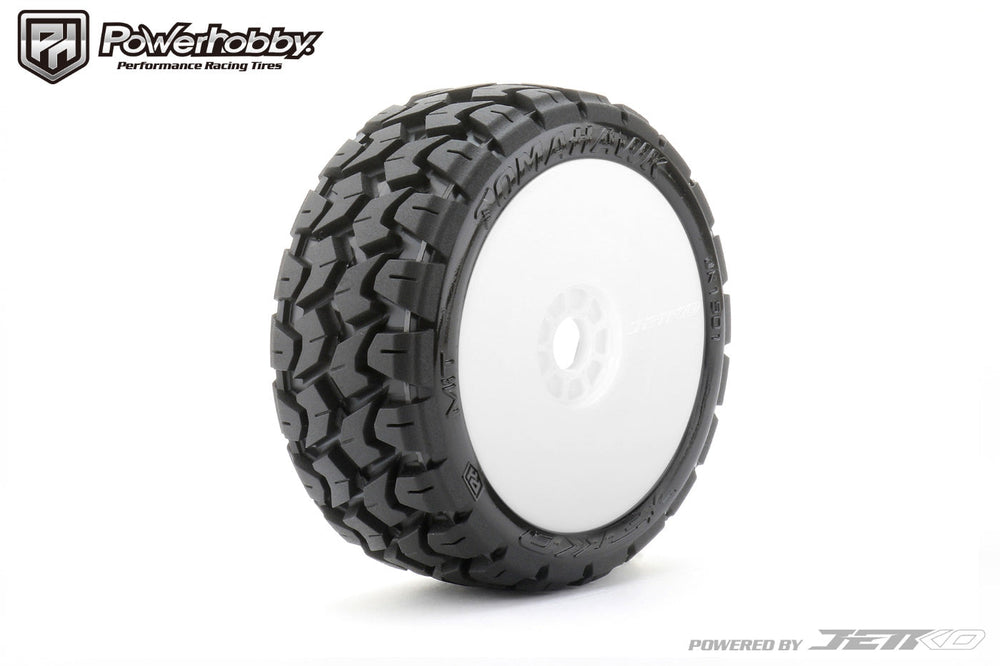 Powerhobby 1/8 Buggy King Cobra BELTED Tires Mounted 17MM Dish White Wheels