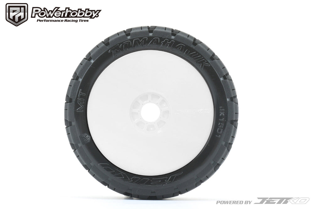 Powerhobby 1/8 Buggy King Cobra BELTED Tires Mounted 17MM Dish White Wheels