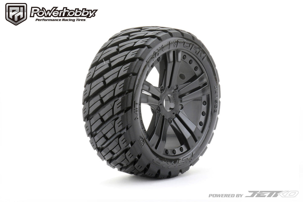 Powerhobby 1/8 Buggy Rockform BELTED Tires Mounted on Black Claw Rims