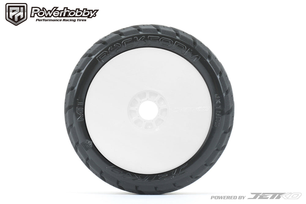Powerhobby 1/8 Buggy Rockform BELTED Tires Mounted on White Dish Wheels