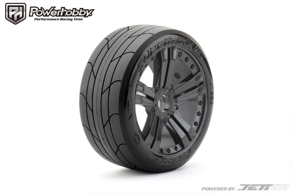 Powerhobby 1/8 Buggy Super Sonic BELTED Tires Mounted on Black Claw Rims