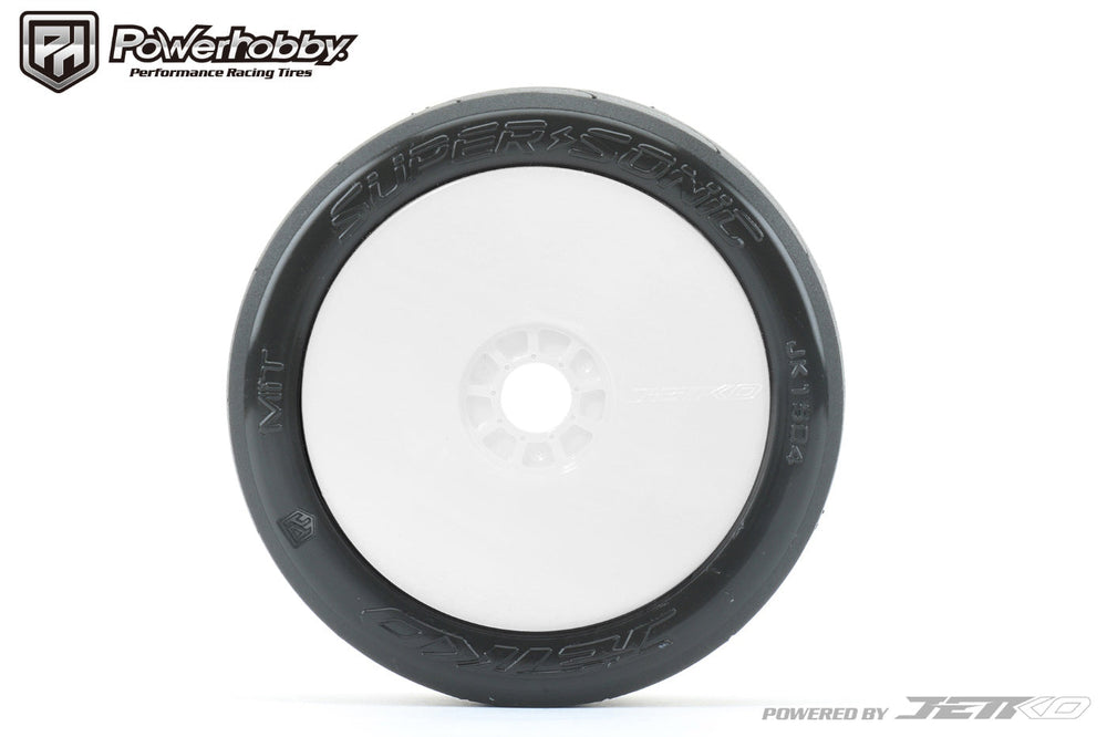 Powerhobby 1/8 Buggy Super Sonic BELTED Tires Mounted on White Dish Wheels