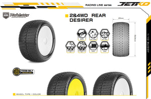 Powerhobby Desirer Mounted Tires Rear 1/10 Buggy (2) White Super Soft 2WD / 4WD