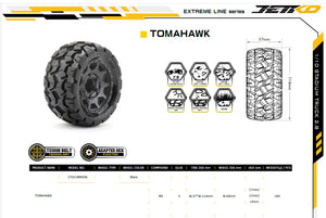 Powerhobby 1/10 2.8 ST Tomahawk Belted Tires (2) with Removable Hex Wheels