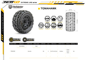 Powerhobby 1/10 2.8 MT Tomahawk Belted Tires (2) with Removable Hex Wheels