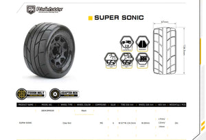 Powerhobby 1/10 2.8 MT Super Sonic Tires (2) with Removable Hex Wheels