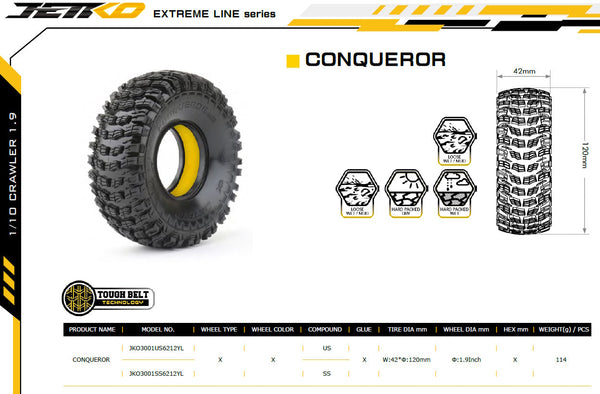 Powerhobby 1/10 1.9" Crawler Conqueror Tires Ultra Soft Yellow (2)