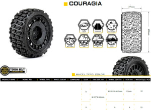 Powerhobby 1/10 Rally Car Couragia Mounted Tires Claw Wheels (4)