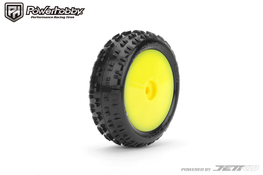 Powerhobby Arena Front Carpet Mini-B Tires Mounted 8mm Yellow Soft