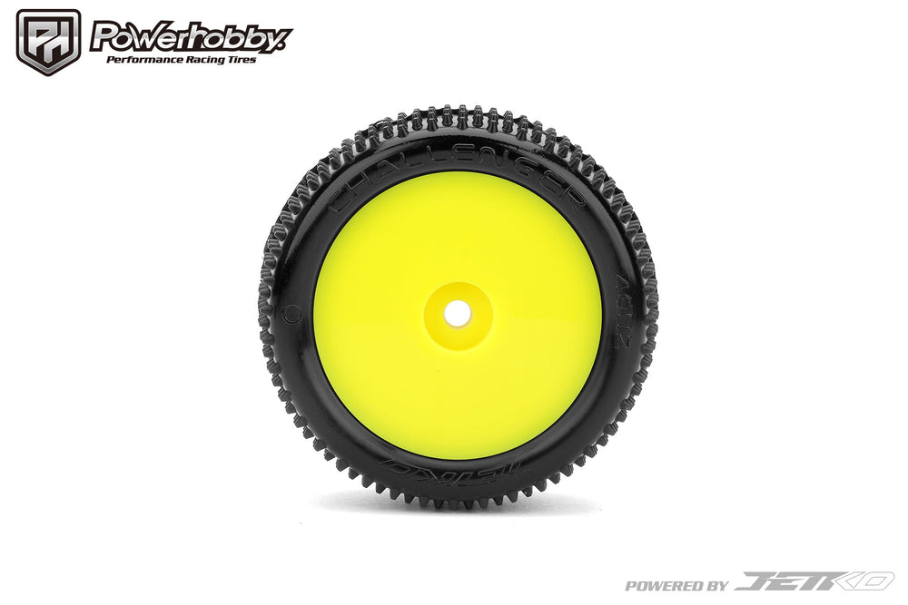 Powerhobby Challenger Rear Carpter Mini-B Tires Mounted 8mm Yellow Soft