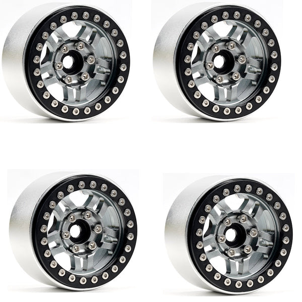 Powerhobby B4 Aluminum 1.9 Beadlock Wheels 9mm Hubs Grey (4) 1/10 Rock Crawler