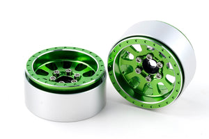 Powerhobby B7 Aluminum 1.9 Beadlock Wheels 9mm Hubs Green (4) 1/10 Rock Crawler