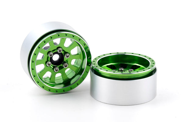 Powerhobby B7 Aluminum 1.9 Beadlock Wheels 9mm Hubs Green (4) 1/10 Rock Crawler