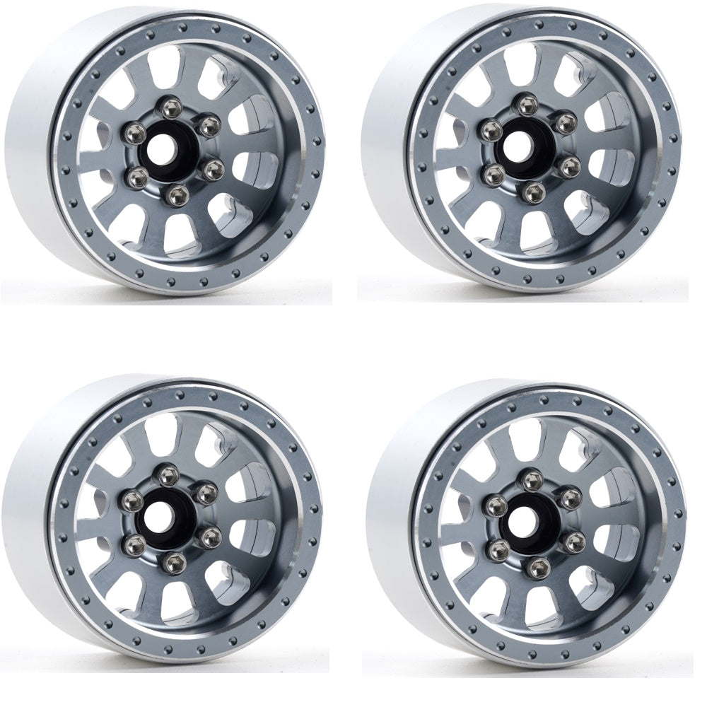 Powerhobby B7 Aluminum 1.9 Beadlock Wheels 9mm Hubs Grey (4) 1/10 Rock Crawler