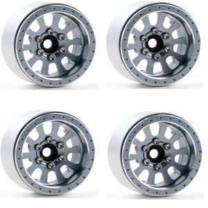 Powerhobby B7 Aluminum 1.9 Beadlock Wheels 9mm Hubs Grey (4) 1/10 Rock Crawler