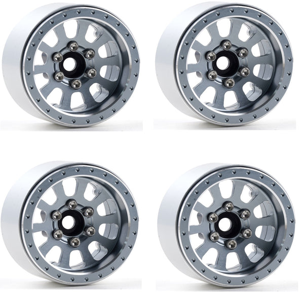 Powerhobby B7 Aluminum 1.9 Beadlock Wheels 9mm Hubs Grey (4) 1/10 Rock Crawler