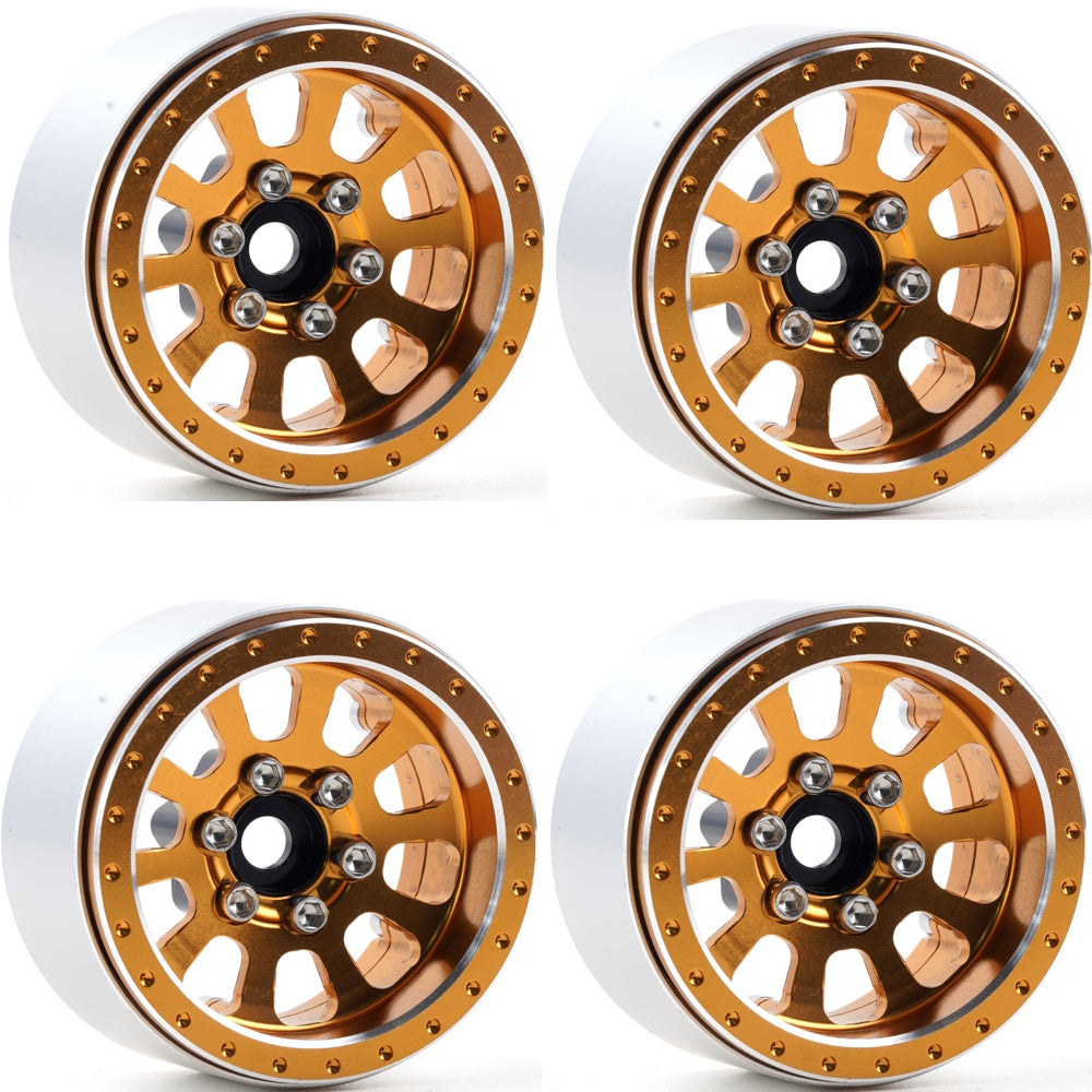 Powerhobby B7 Aluminum 1.9 Beadlock Wheels 9mm Hubs Orange (4) 1/10 Rock Crawler