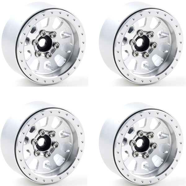 Powerhobby B7 Aluminum 1.9 Beadlock Wheels 9mm Hubs Silver (4) 1/10 Rock Crawler
