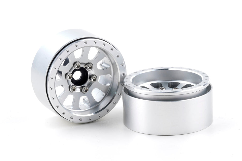 Powerhobby B7 Aluminum 1.9 Beadlock Wheels 9mm Hubs Silver (4) 1/10 Rock Crawler