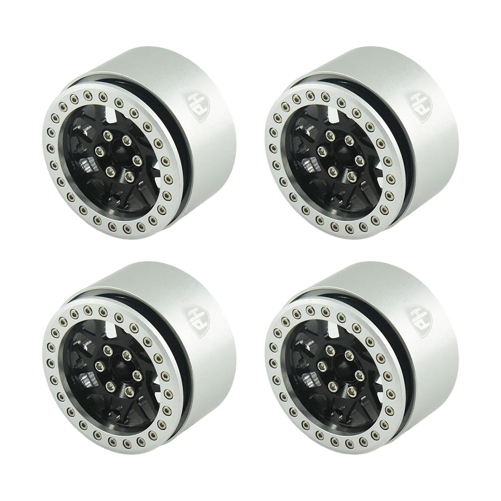 Powerhobby Aluminum 2.2" Beadlock Wheels Black (4) 1/10 Rock Crawler