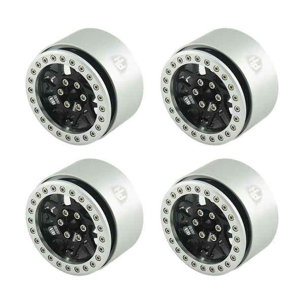Powerhobby Aluminum 2.2" Beadlock Wheels Black (4) 1/10 Rock Crawler