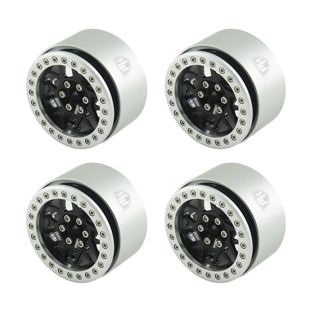Powerhobby Aluminum 2.2" Beadlock Wheels Black (4) 1/10 Rock Crawler