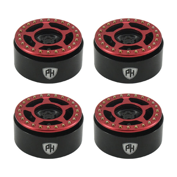 Powerhobby Aluminum 2.2" Beadlock Wheels Red (4) 1/10 Rock Crawler