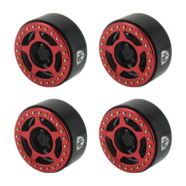 Powerhobby Aluminum 2.2" Beadlock Wheels Red (4) 1/10 Rock Crawler