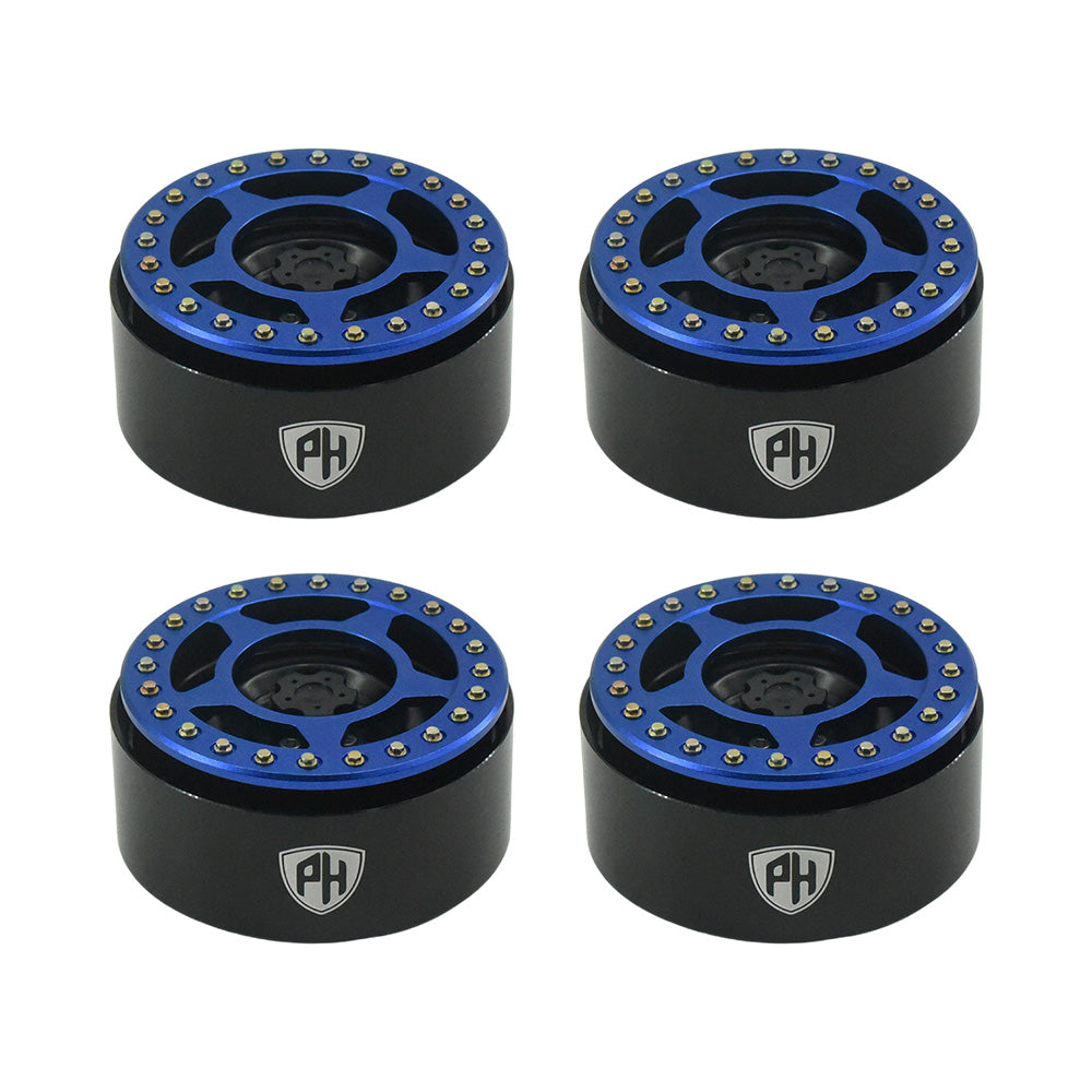 Powerhobby Aluminum 2.2" Beadlock Wheels Blue (4) 1/10 Rock Crawler