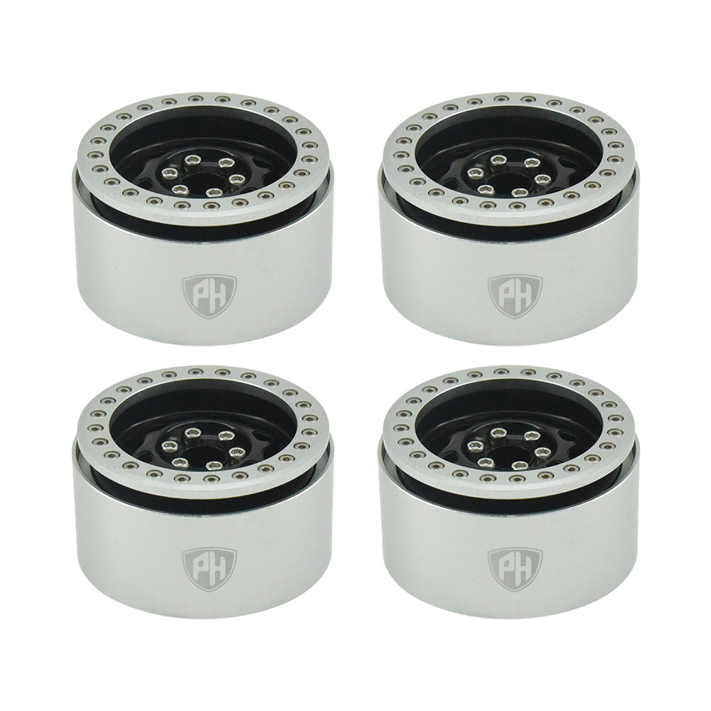 Powerhobby Aluminum 2.2" Beadlock Wheels Black Star (4) 1/10 Rock Crawler