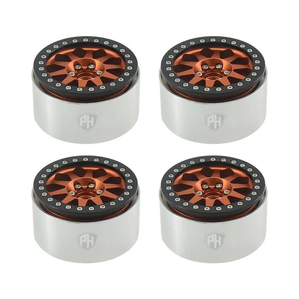 Powerhobby Aluminum 2.2" Beadlock Wheels Orange (4) 1/10 Rock Crawler