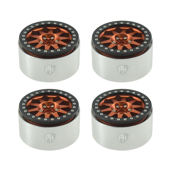 Powerhobby Aluminum 2.2" Beadlock Wheels Orange (4) 1/10 Rock Crawler