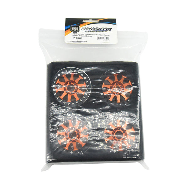 Powerhobby Aluminum 2.2" Beadlock Wheels Orange (4) 1/10 Rock Crawler