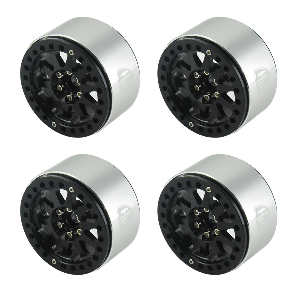 Powerhobby Aluminum 2.2" Beadlock Wheels Black (4) 1/10 Rock Crawler