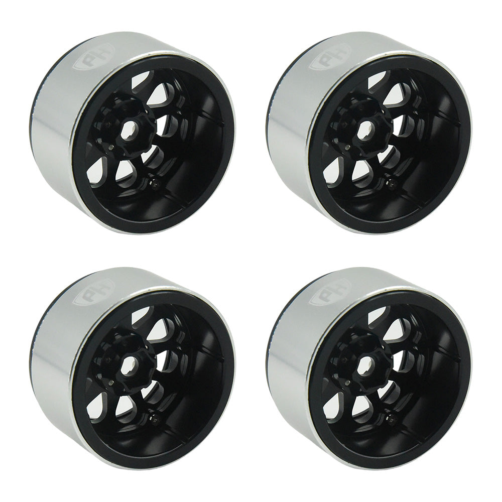 Powerhobby Aluminum 2.2" Beadlock Wheels Black (4) 1/10 Rock Crawler