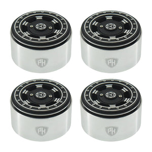 Powerhobby Aluminum 2.2" Beadlock Wheels Black / Silver (4) 1/10 Rock Crawler