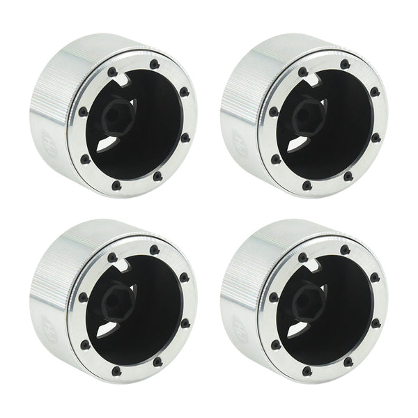 Powerhobby Aluminum 2.2" Beadlock Wheels Black / Silver (4) 1/10 Rock Crawler