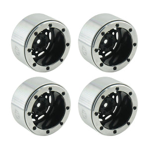 Powerhobby Aluminum 2.2" Beadlock Wheels Silver / Black (4) 1/10 Rock Crawler