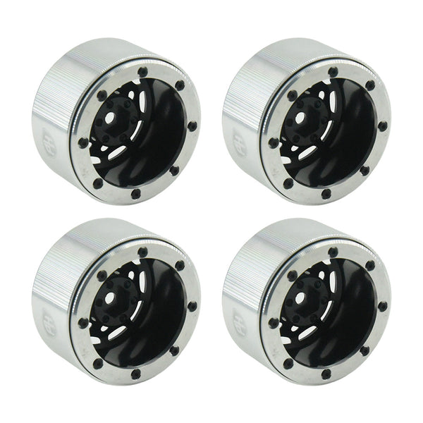 Powerhobby Aluminum 2.2" Beadlock Wheels Silver / Black (4) 1/10 Rock Crawler