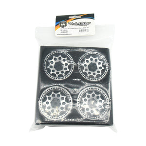 Powerhobby Aluminum 2.2" Beadlock Wheels Silver / Black (4) 1/10 Rock Crawler