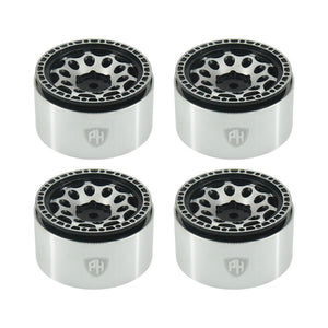 Powerhobby Aluminum 2.2" Beadlock Wheels Silver / Black (4) 1/10 Rock Crawler