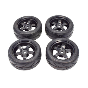 Powerhobby 1/10 On-Road Car Black 5 Spoke Wheels / V Tread Tires