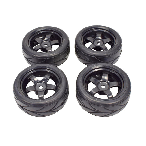 Powerhobby 1/10 On-Road Car Black 5 Spoke Wheels / V Tread Tires