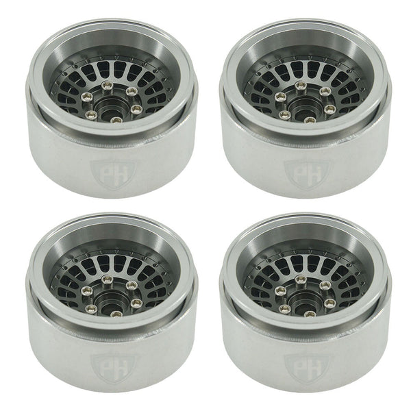 Powerhobby 1.9" 10MM Offset Aluminum Wheels Titanium (4) 1/10 Crawler