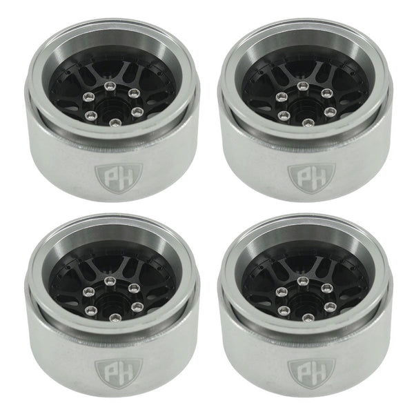 Powerhobby 1.9" 10MM Offset Aluminum Wheels Black (4) 1/10 Crawler