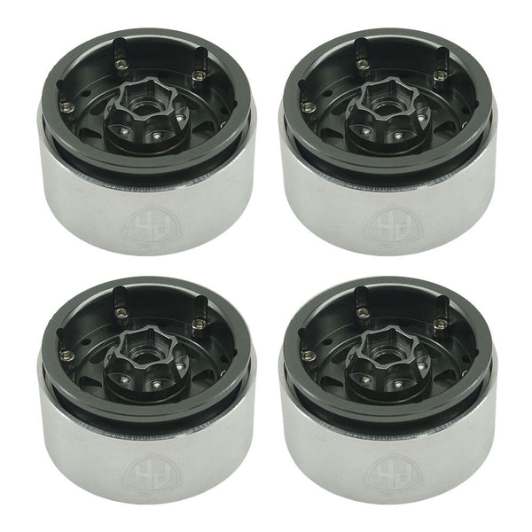 Powerhobby 1.9" 10MM Offset Aluminum Wheels Titanium (4) 1/10 Crawler