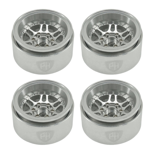 Powerhobby 1.9" 10MM Offset Aluminum Wheels Silver (4) 1/10 Crawler